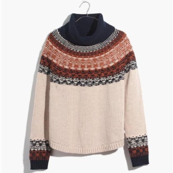 NWT Madewell Brookdale Fair Isle Turtleneck Sweater - Picture 7 of 11